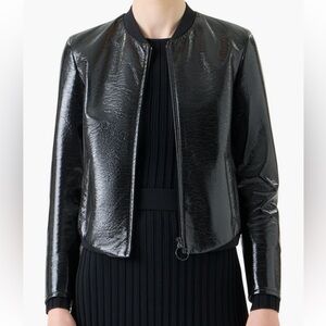 Akris Punto Crinkled Lacquer Bomber Jacket